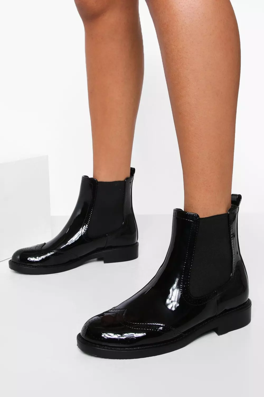 Wide fit patent ankle hot sale boots