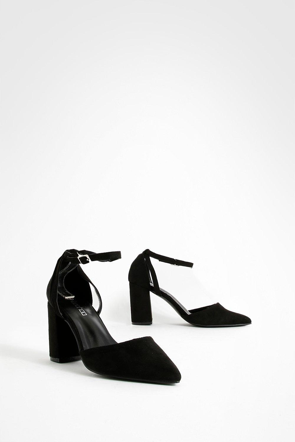 black cut out court shoes