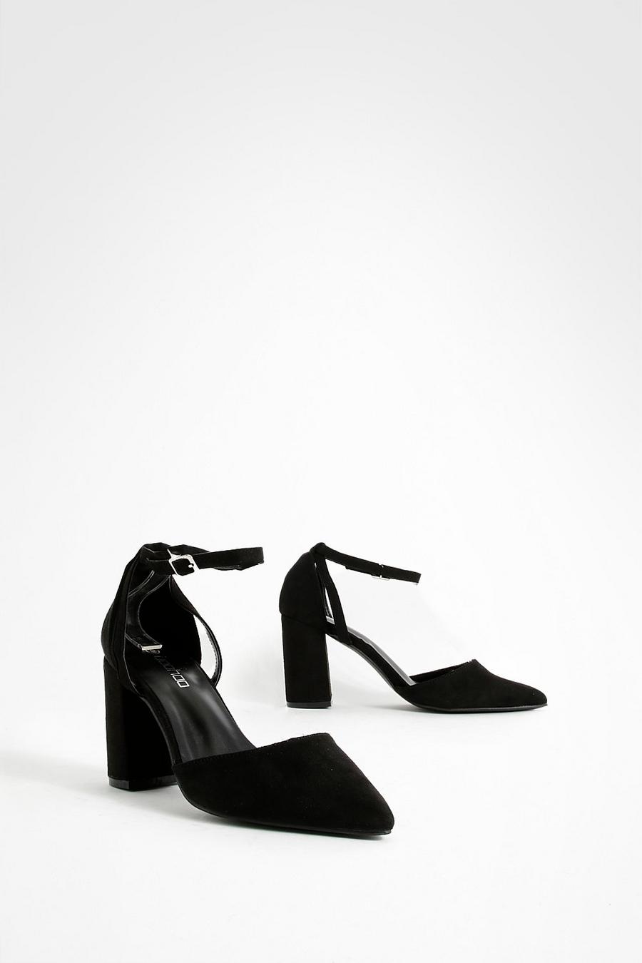 Black noir Block Heel 2 Part Court Shoe image number 1