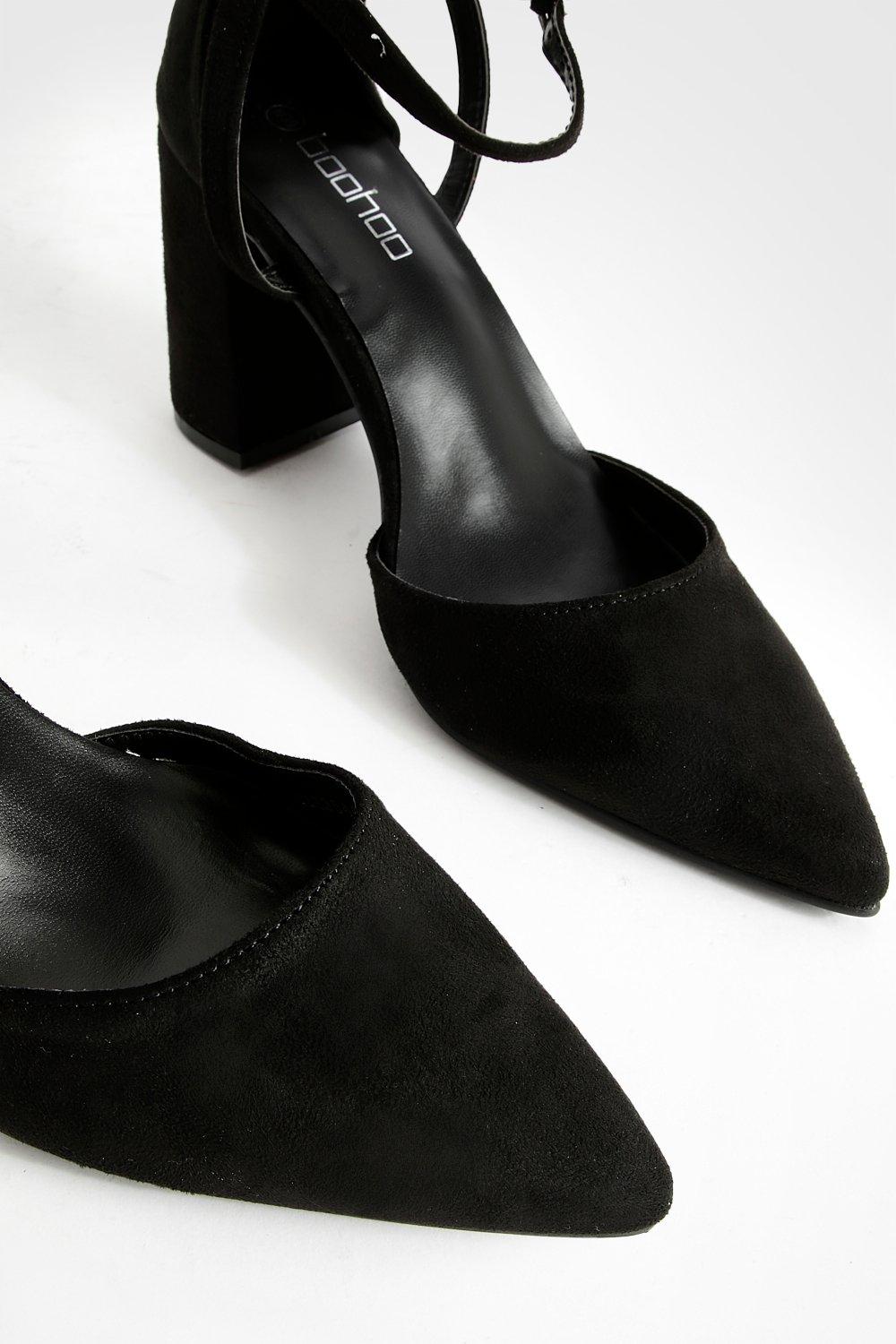 Block-heeled court shoes