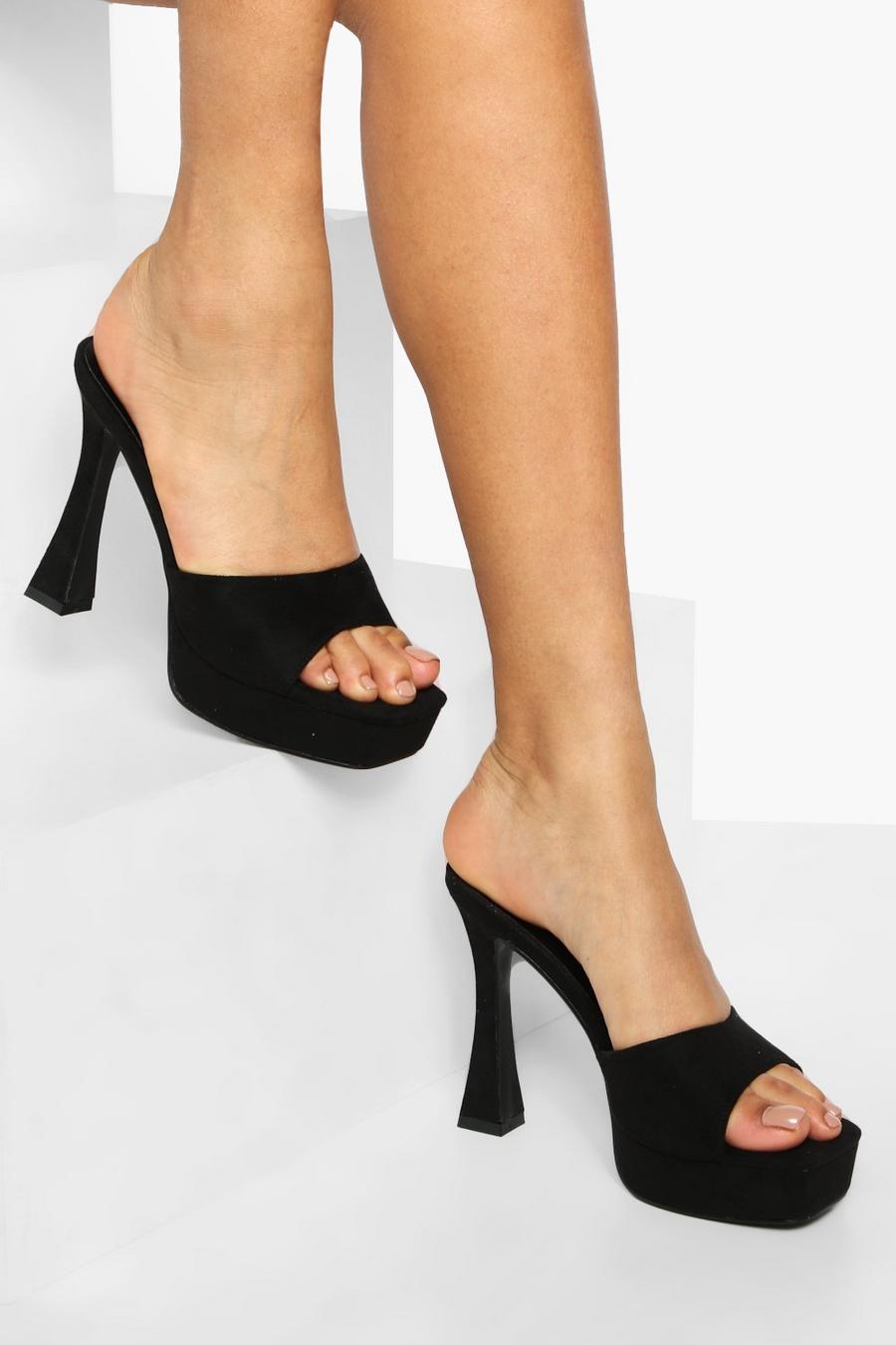 Black Heeled Platform Mule image number 1