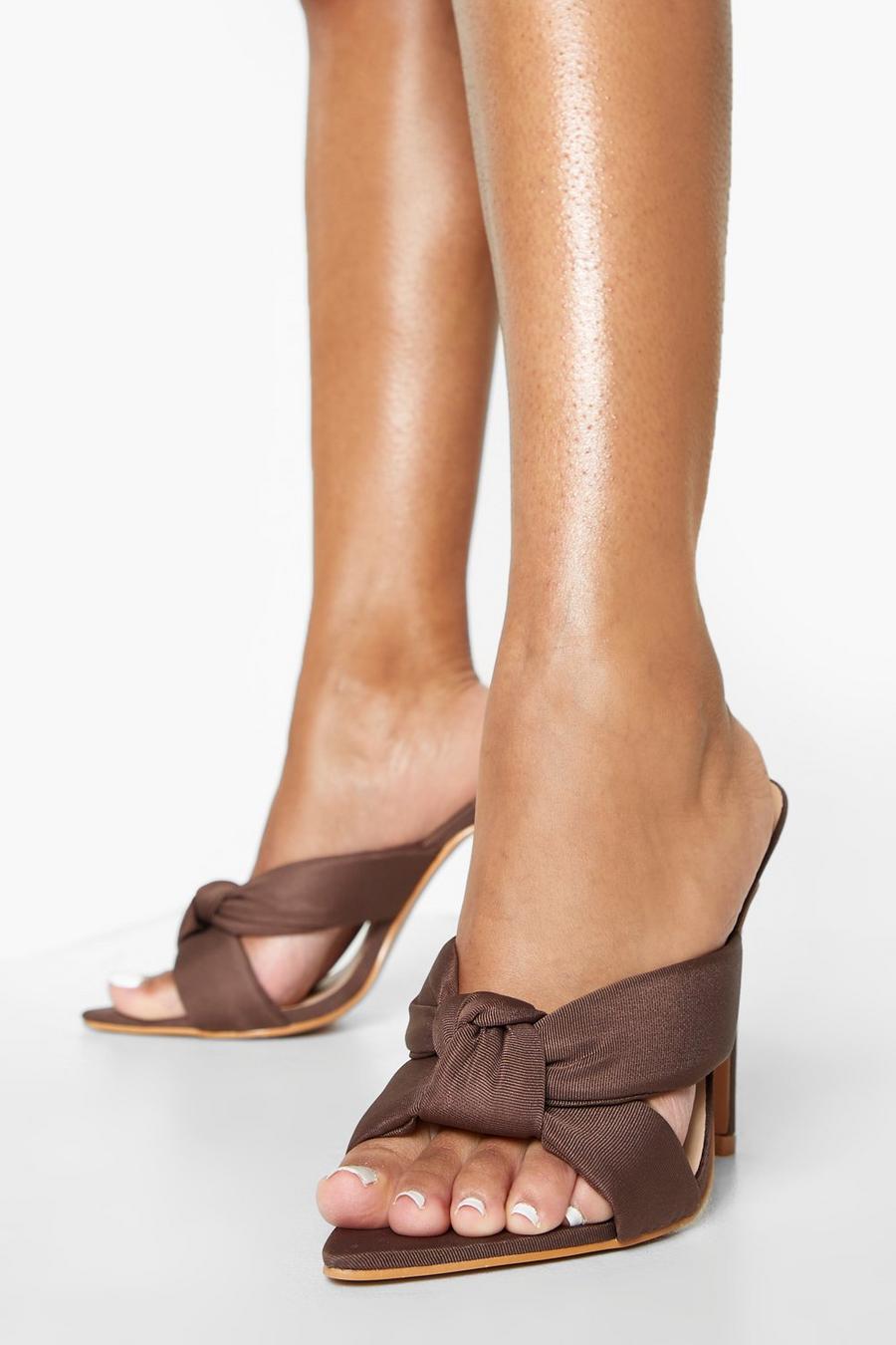 Mocha Wide Fit Jersey Knot Detail Mule image number 1