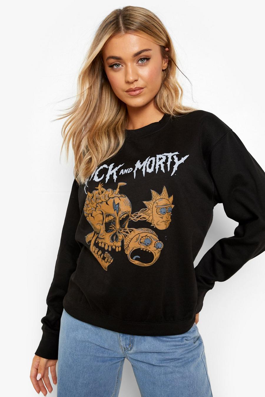 Black Rick & Morty Sweatshirt med tryck image number 1