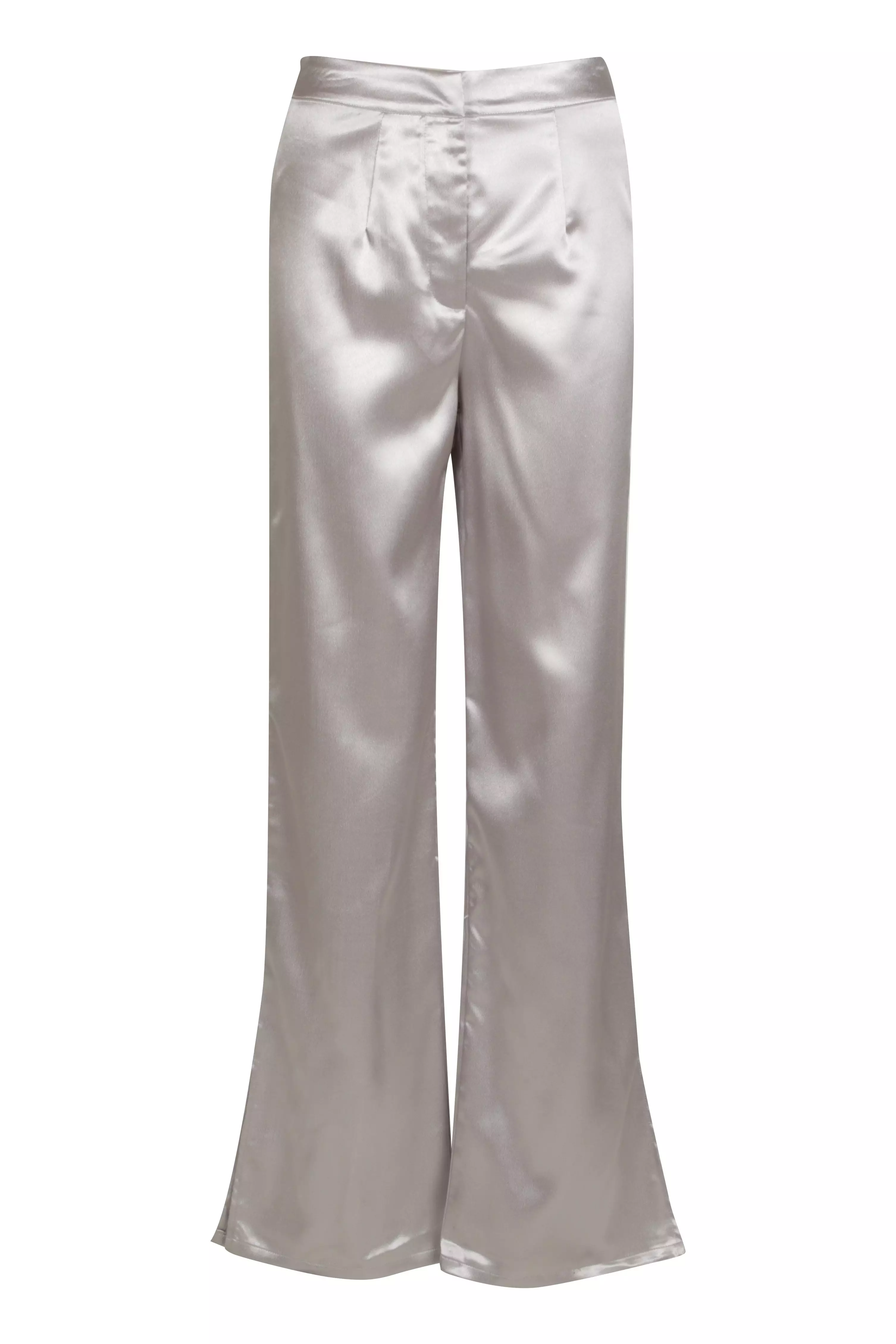 Silver satin sale trousers