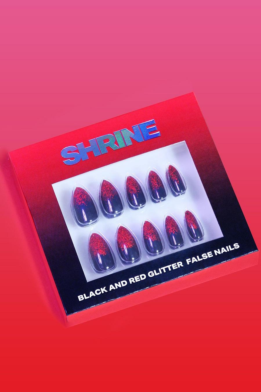 Shrine Red & Black False Nails image number 1