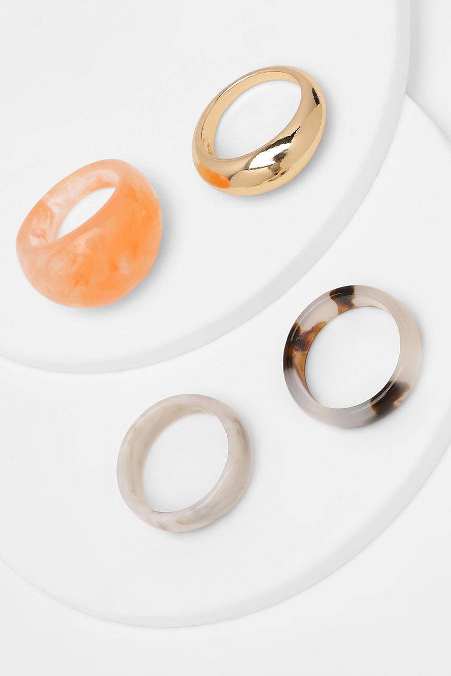 Multi Marble Resin Ring 4 Pack image number 1
