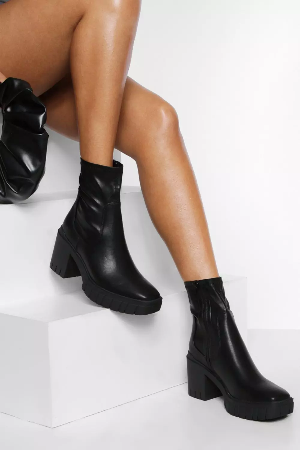 Black Chunky Sock Boots alternative image