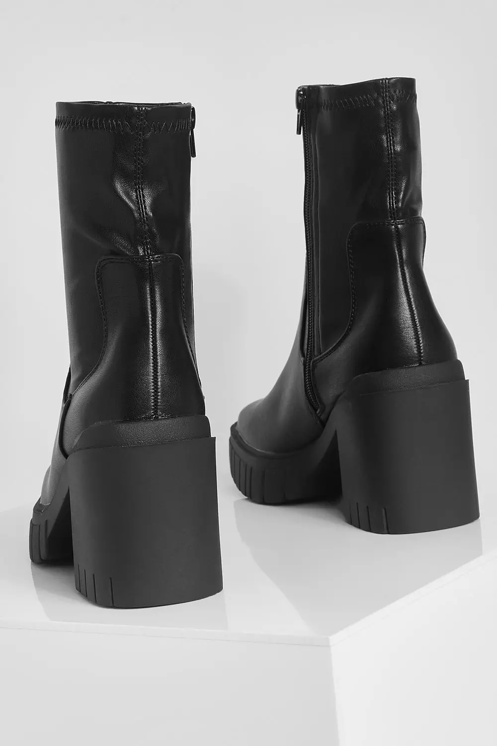 Black Chunky Sock Boots alternative image