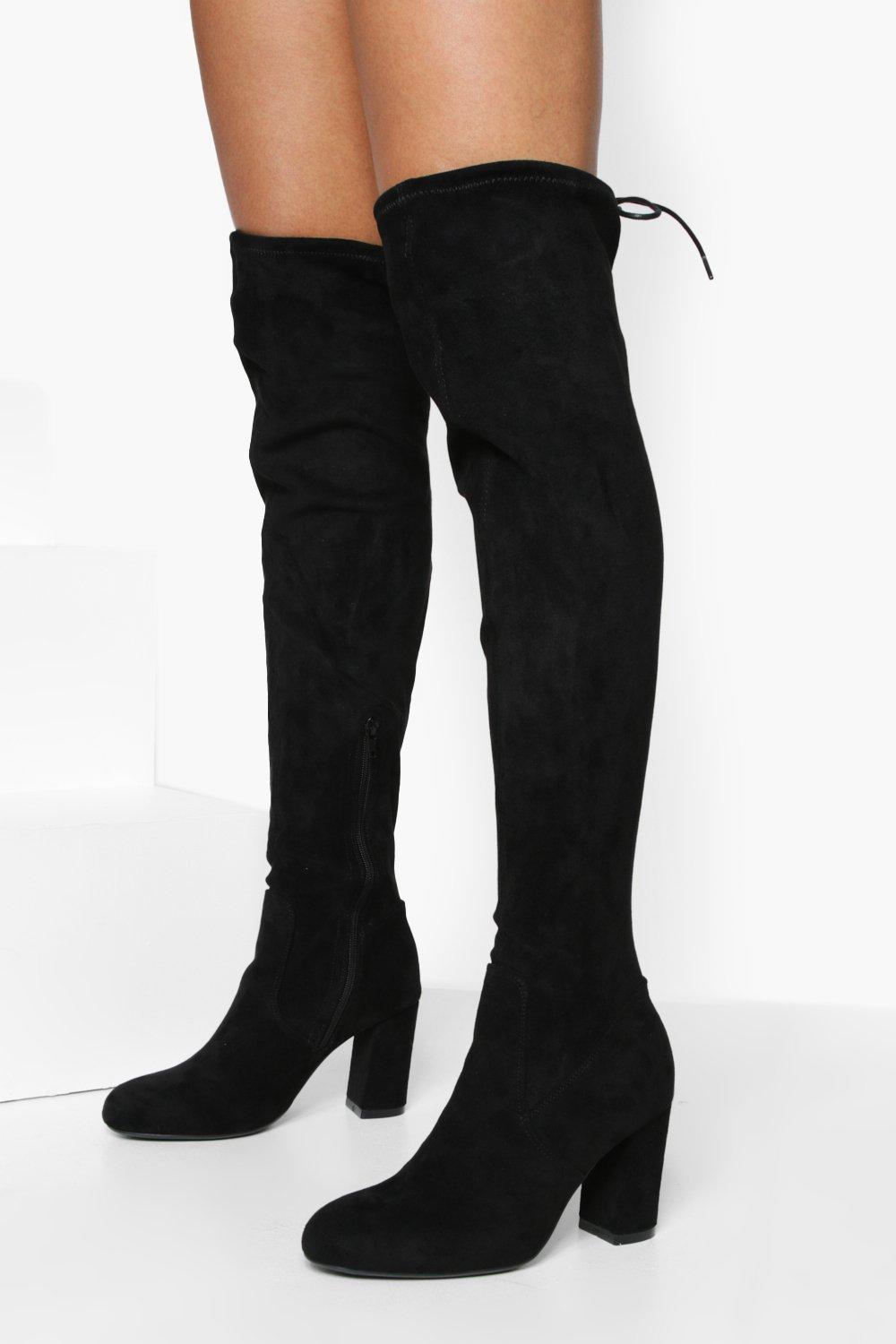 Block Heel Over The Knee Boots boohoo