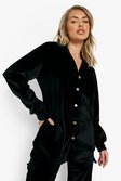 Black Velour Relaxed Fit Shirt