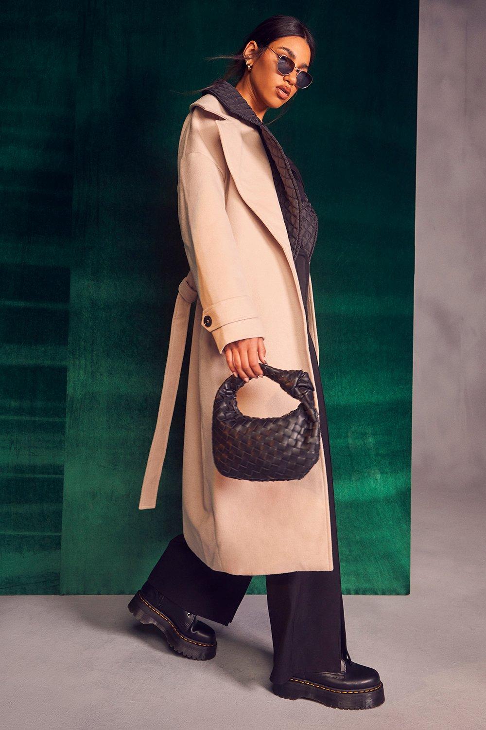 Premium Double Layer Quilted Trench Coat | boohoo