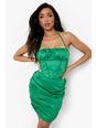 Bright green Satin Ruched Bust Corset
