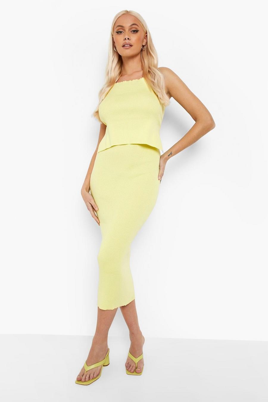 Lime Knitted Top And Maxi Skirt Co-ord image number 1