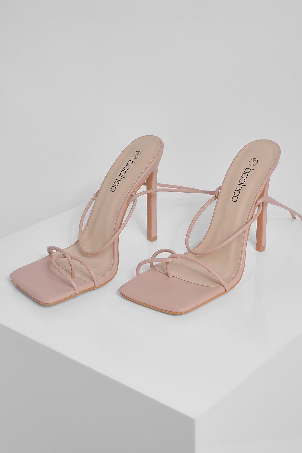 Double Strap Lace Up Sandals boohoo NZ