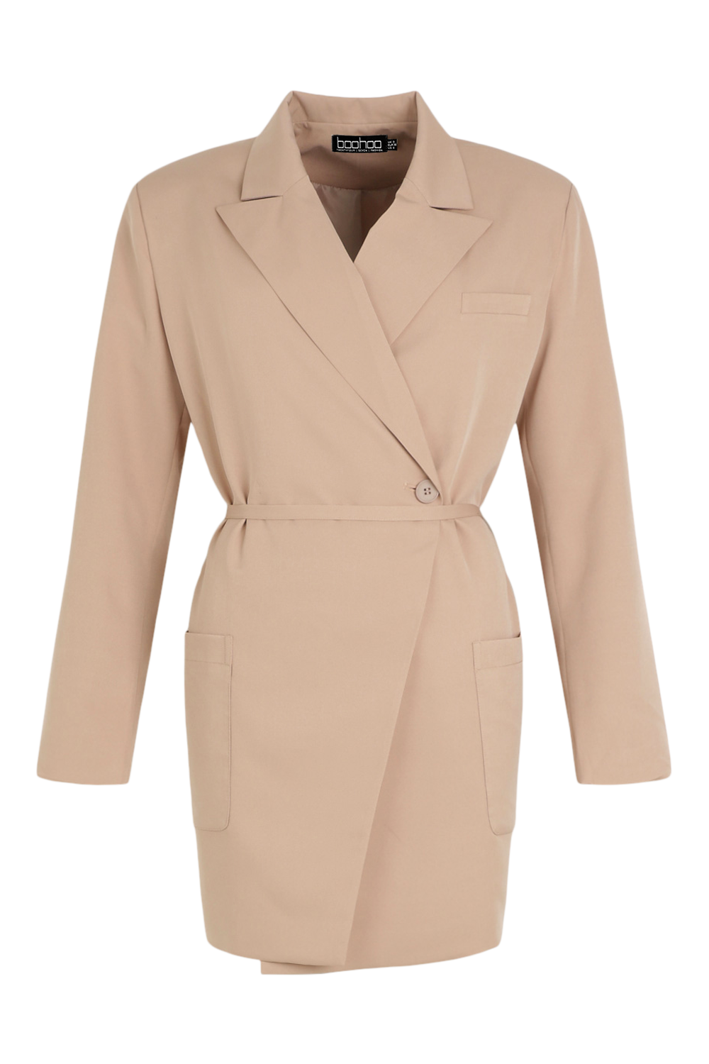 boohoo Double Breasted Military Blazer - Beige - Size 8