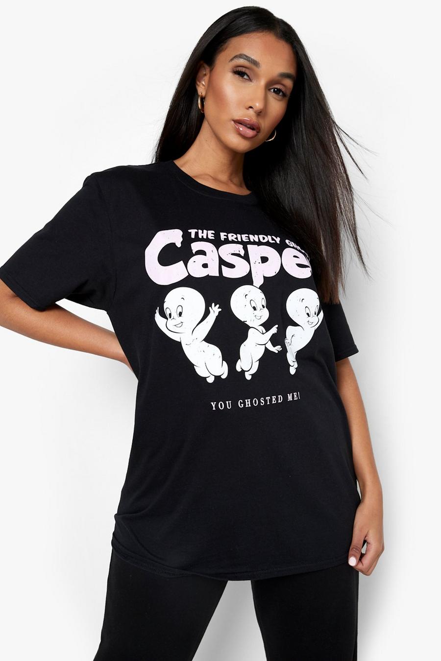Übergroßes Halloween-T-Shirt mit lizenziertem Casper-Print, Schwarz image number 1