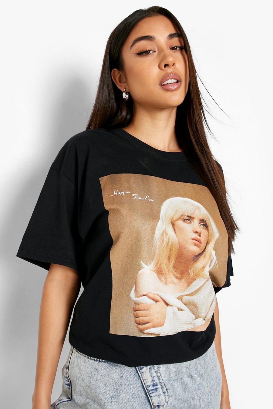 Camiseta oversize con estampado de Billie Eilish, Black image number 1