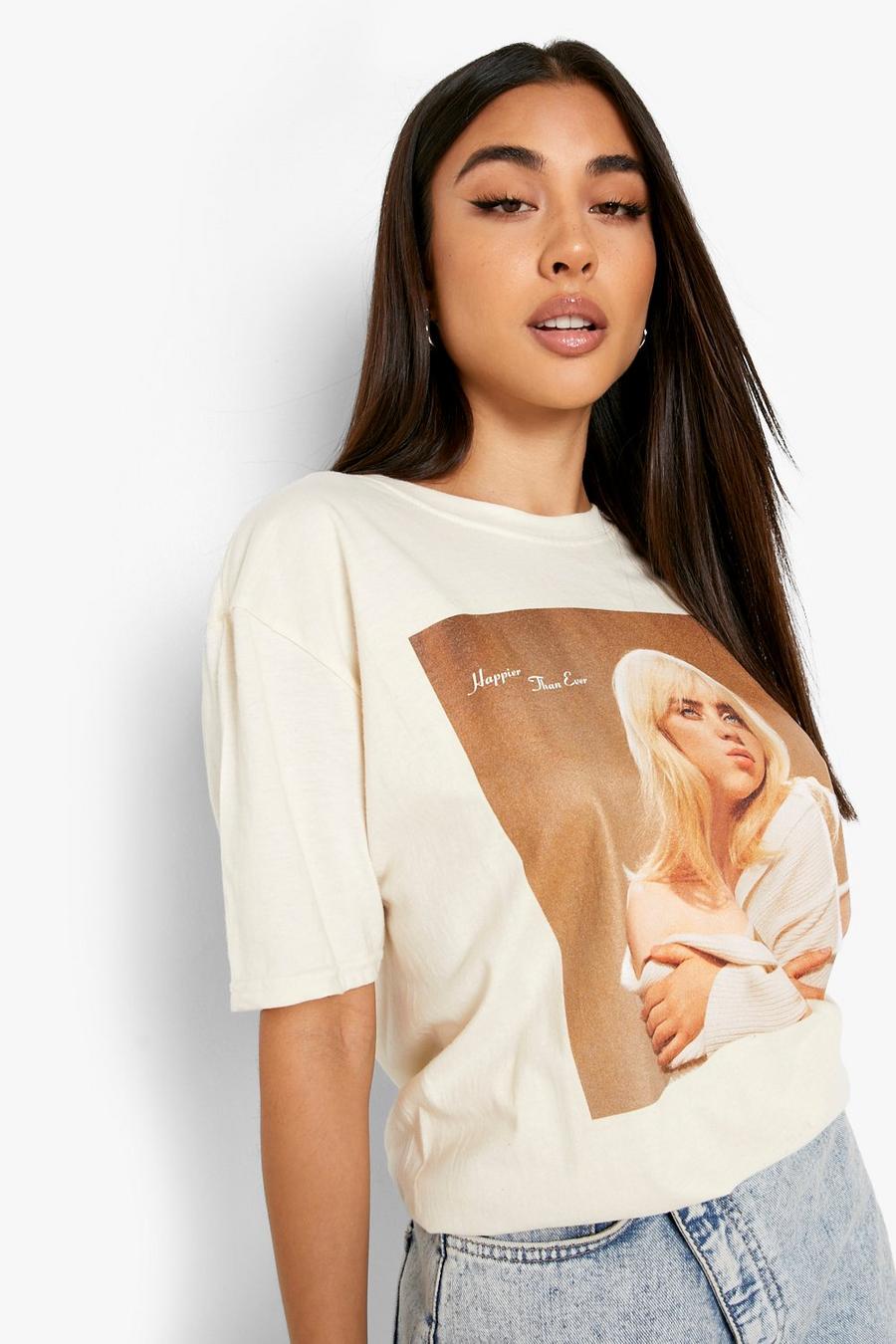 Ecru Billie Eilish Oversize t-shirt med tryck image number 1