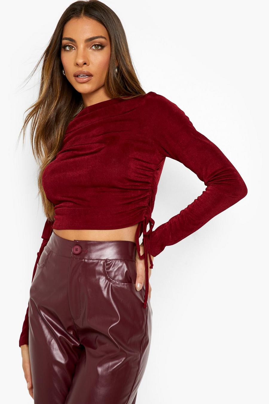 Berry Ruched Crop Top image number 1