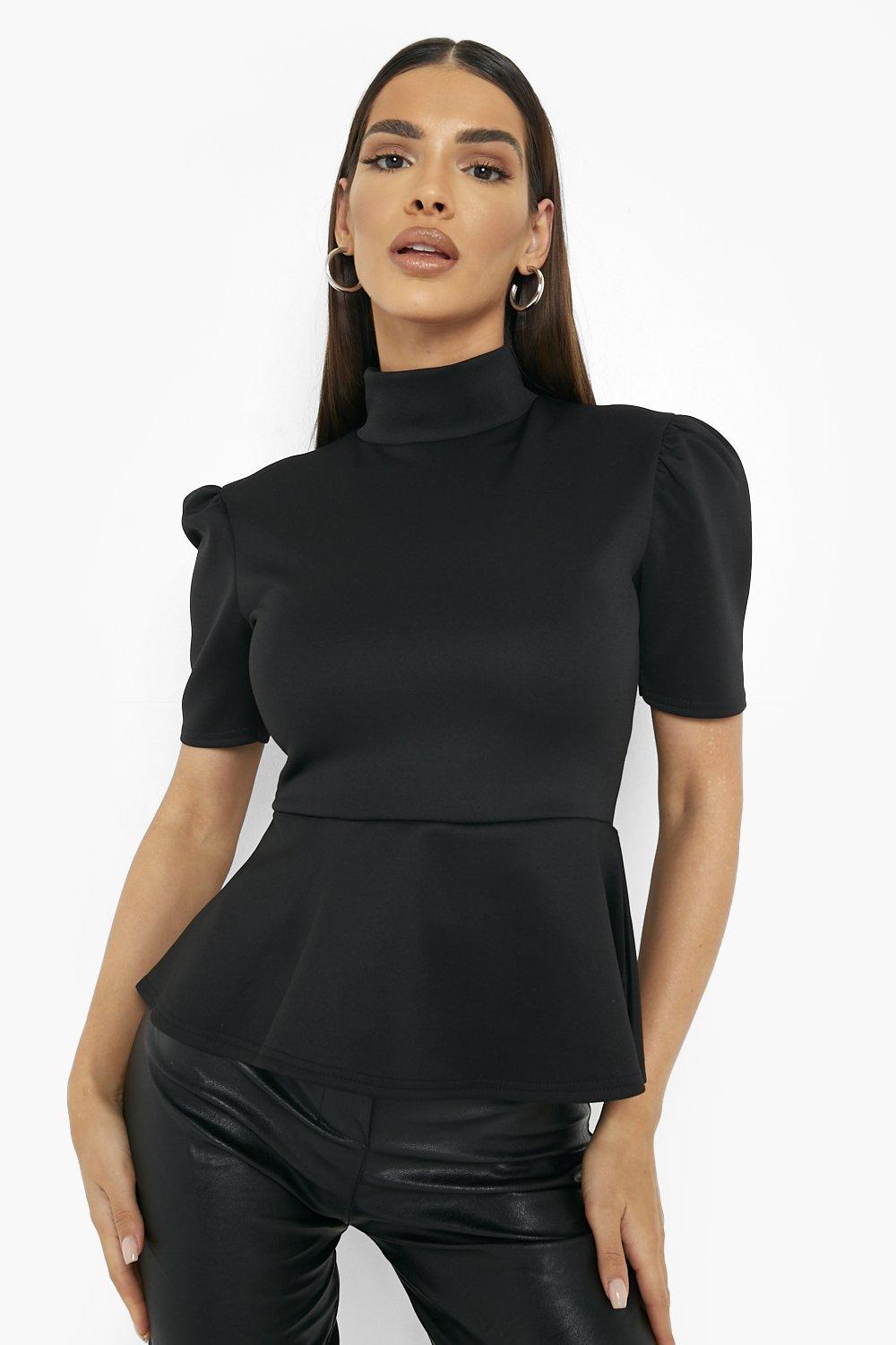 High Neck Peplum Top