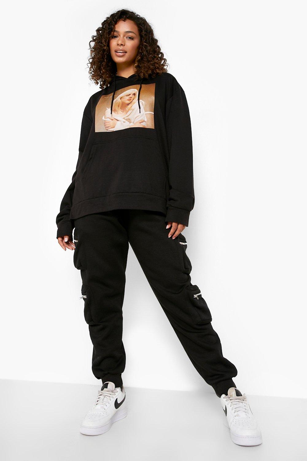 Black Billie Eilish License Print Oversized Hoodie