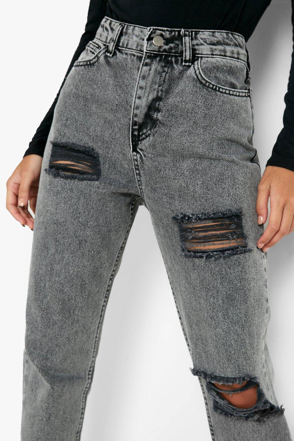 grey mom jeans ripped