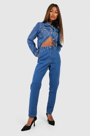 Basics High Waisted Mom Jeans mid wash