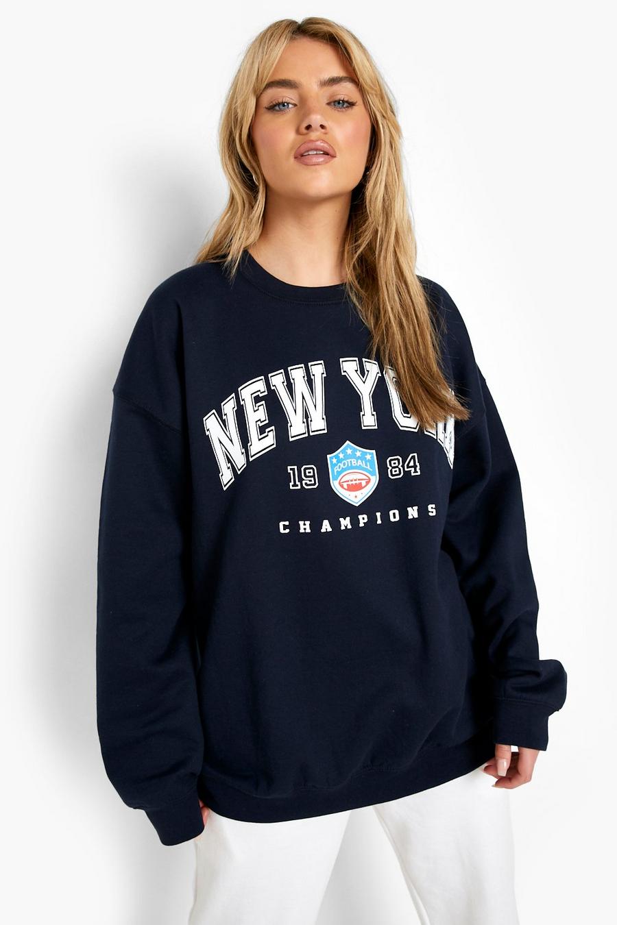 Navy marinblå New York Oversize sweatshirt