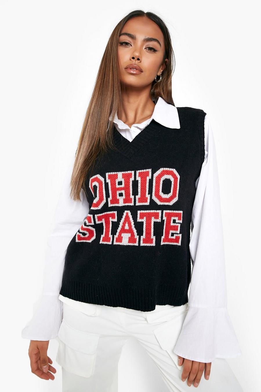 Black Ohio State Stickat linne i varsitystil image number 1