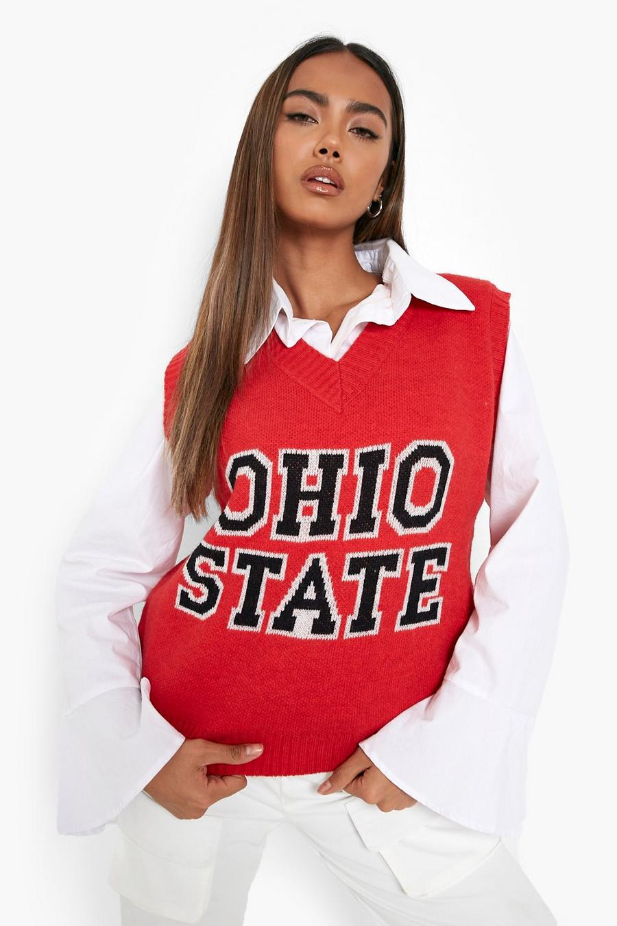 Red Ohio State Stickat linne i varsitystil image number 1
