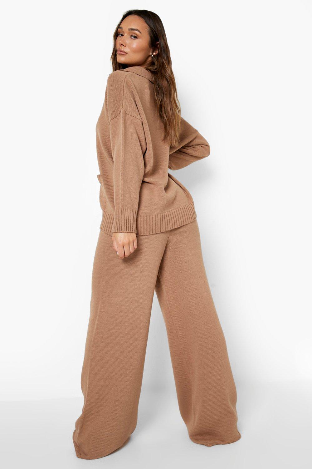 Ensemble en maille avec pull et pantalon large