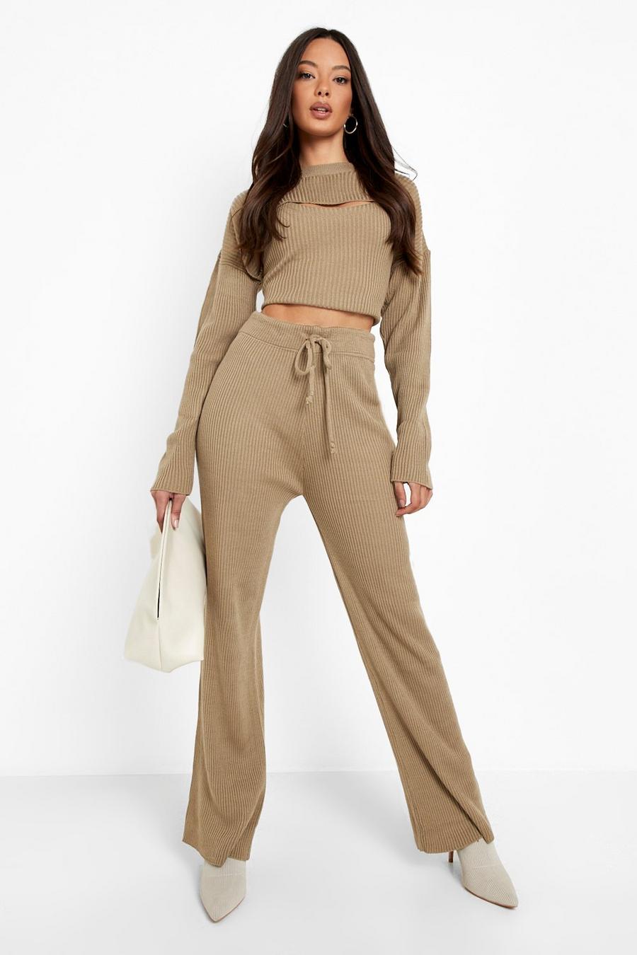 Olive Knitted 3 Piece Co-ord image number 1