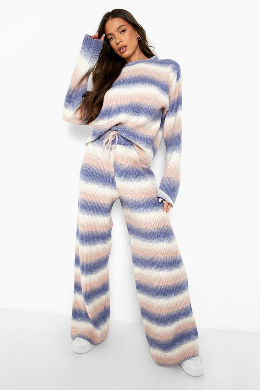 Blue Knitted Ombre Jumper & Pants Co-Ord image number 1