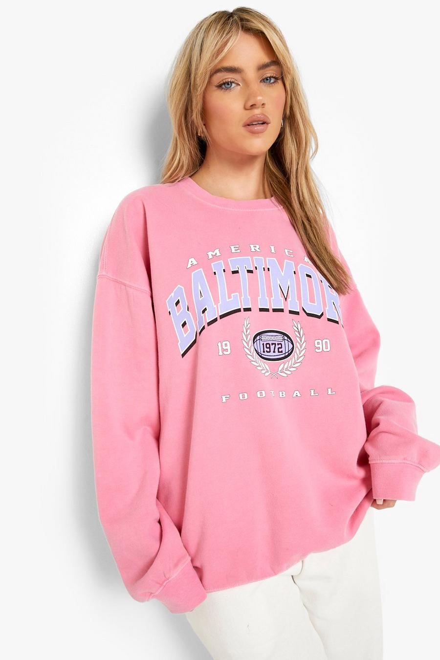 Pink Overdyed Baltimore Super Oversized Sweater image number 1