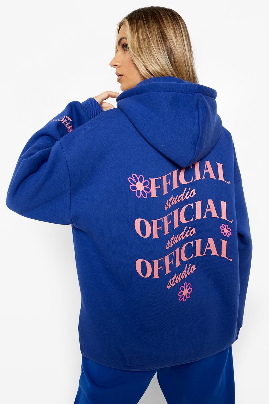 Cobalt Back Multi Print Oversized Hoodie image number 1