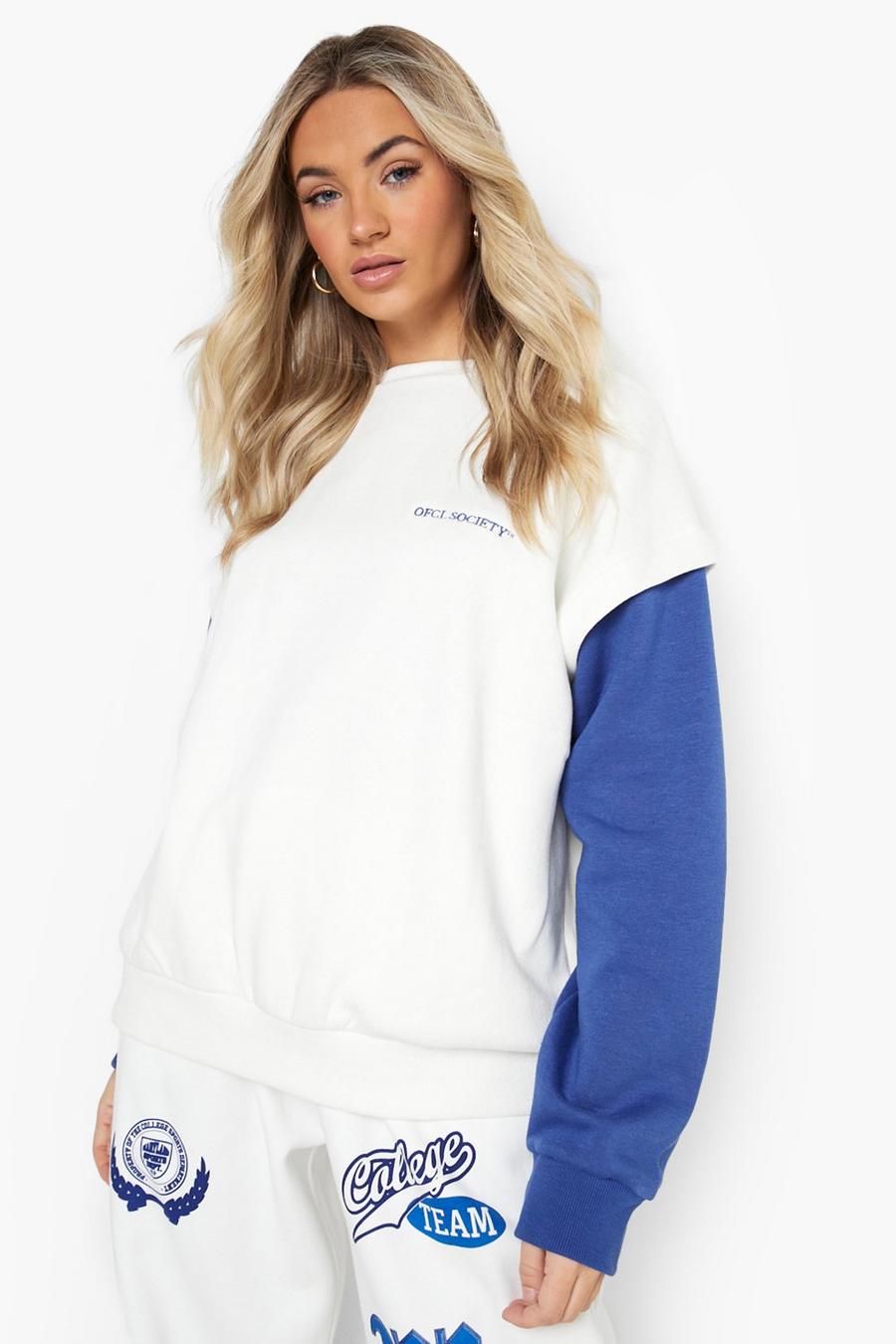 Cobalt blue Ofcl Society 2 In One Oversized Sweater image number 1