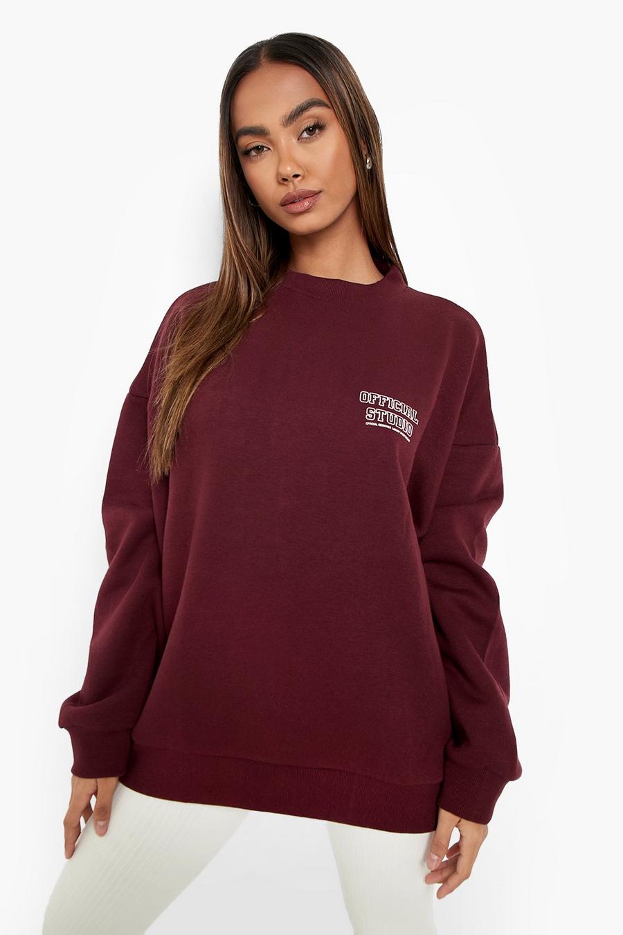 Berry Ofcl Embossed Oversized Sweater image number 1