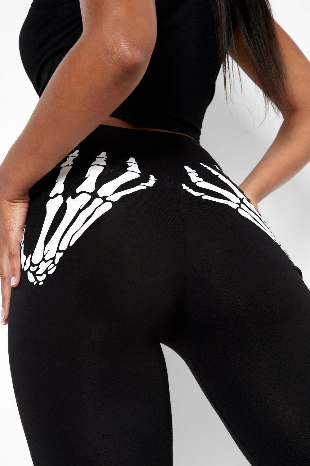 Women's Novelty Skeleton Hand Cut Out Leggings Skull Pattern Elastic Drawstring  Leggings Pants Sexy Cutout New Gothic Clothes - Leggings - AliExpress