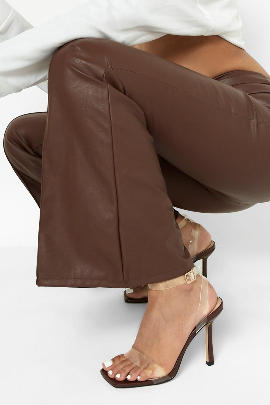 Sandales à talons et lanières transparentes, Chocolate brown