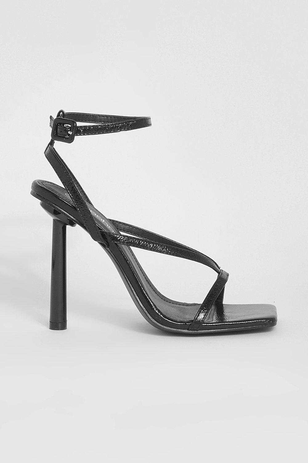 Wide Fit Strappy Square Toe Heels boohoo