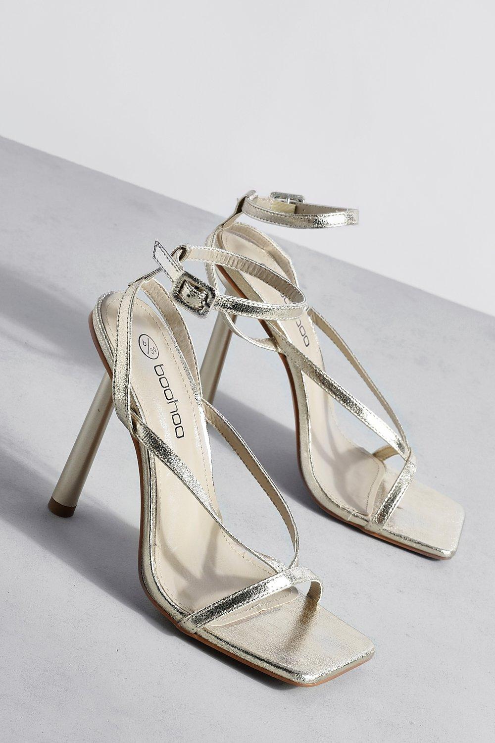 Wide Width Strappy Square Toe Heels boohoo