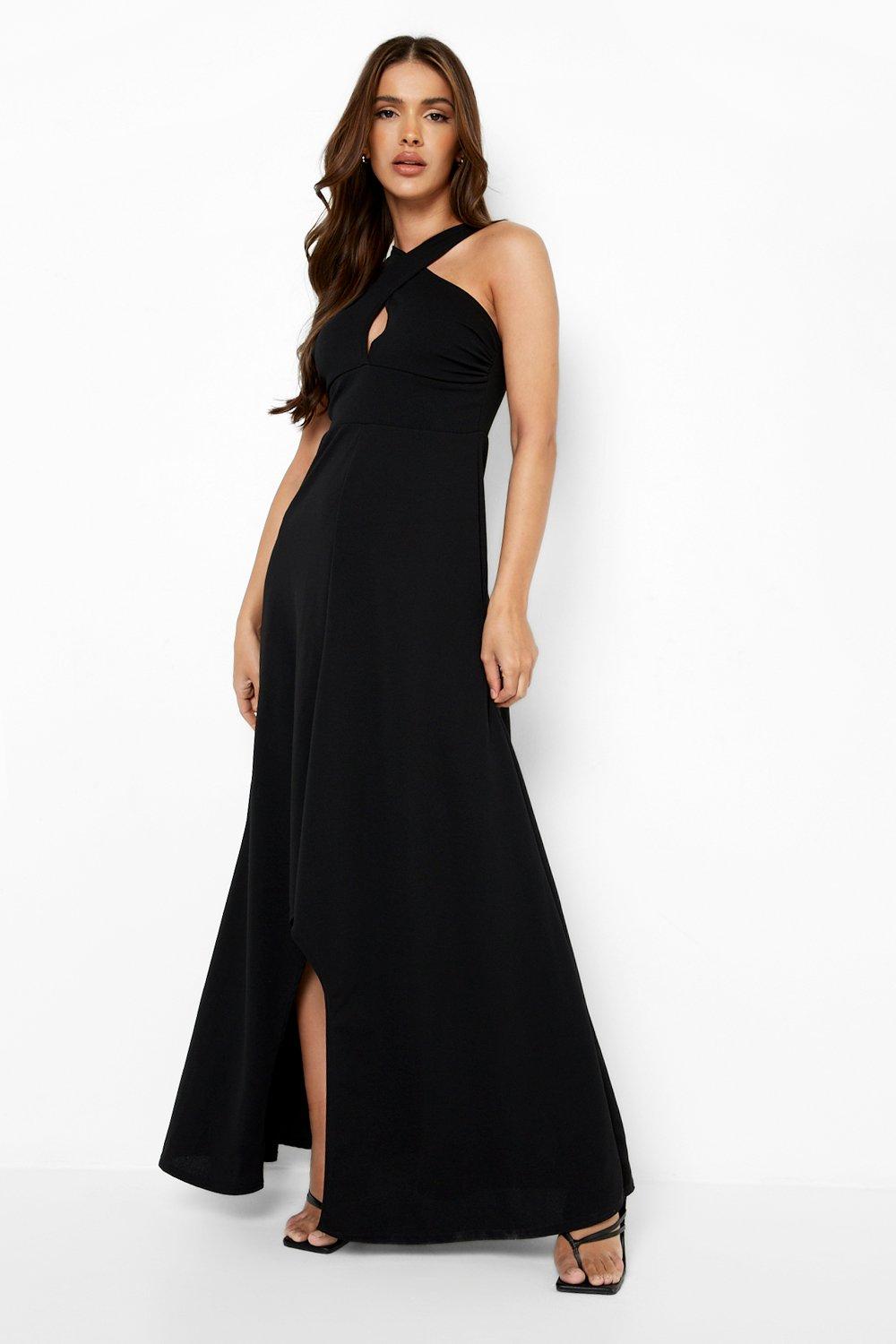 black halter maternity dress