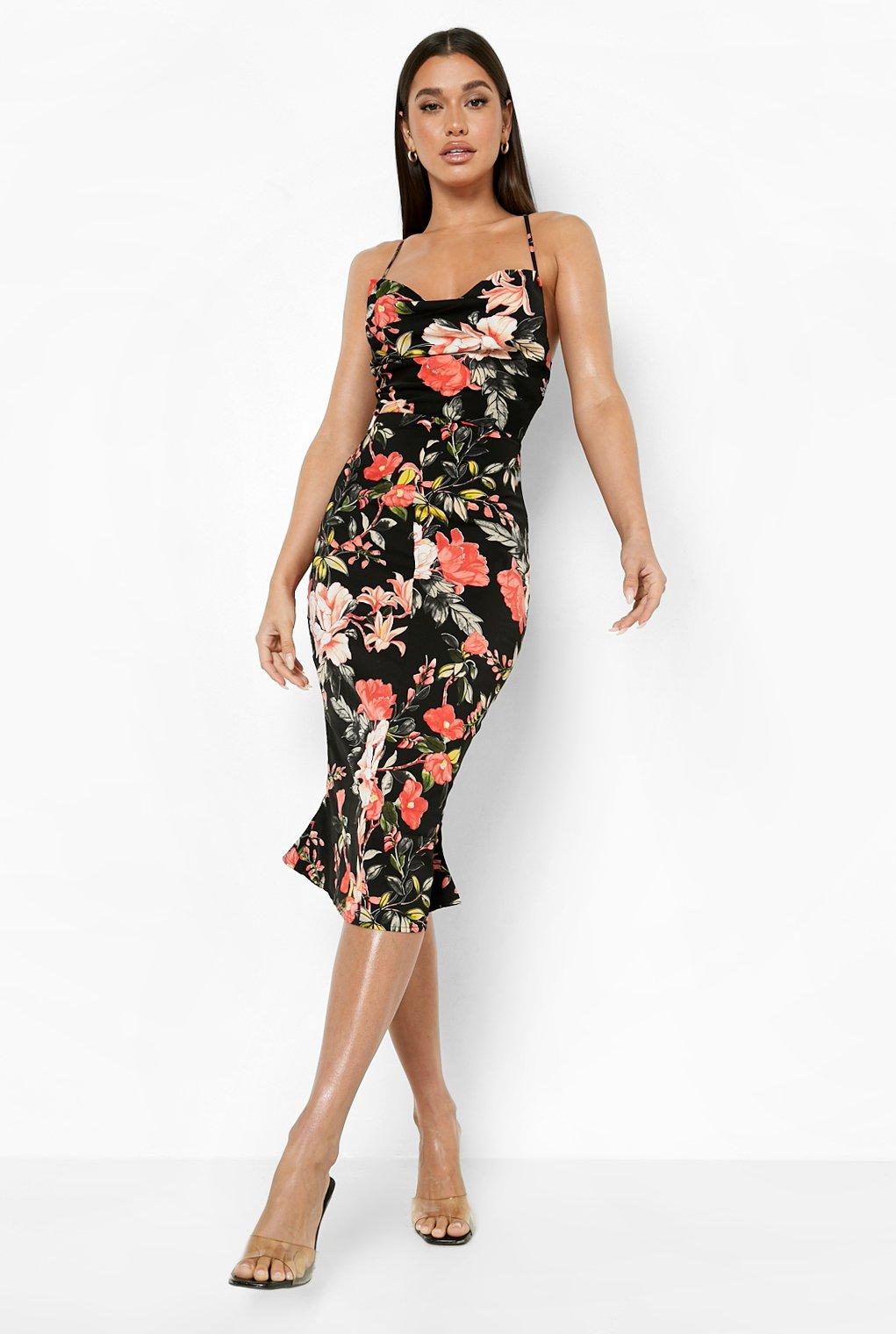 cowl neck dress floral