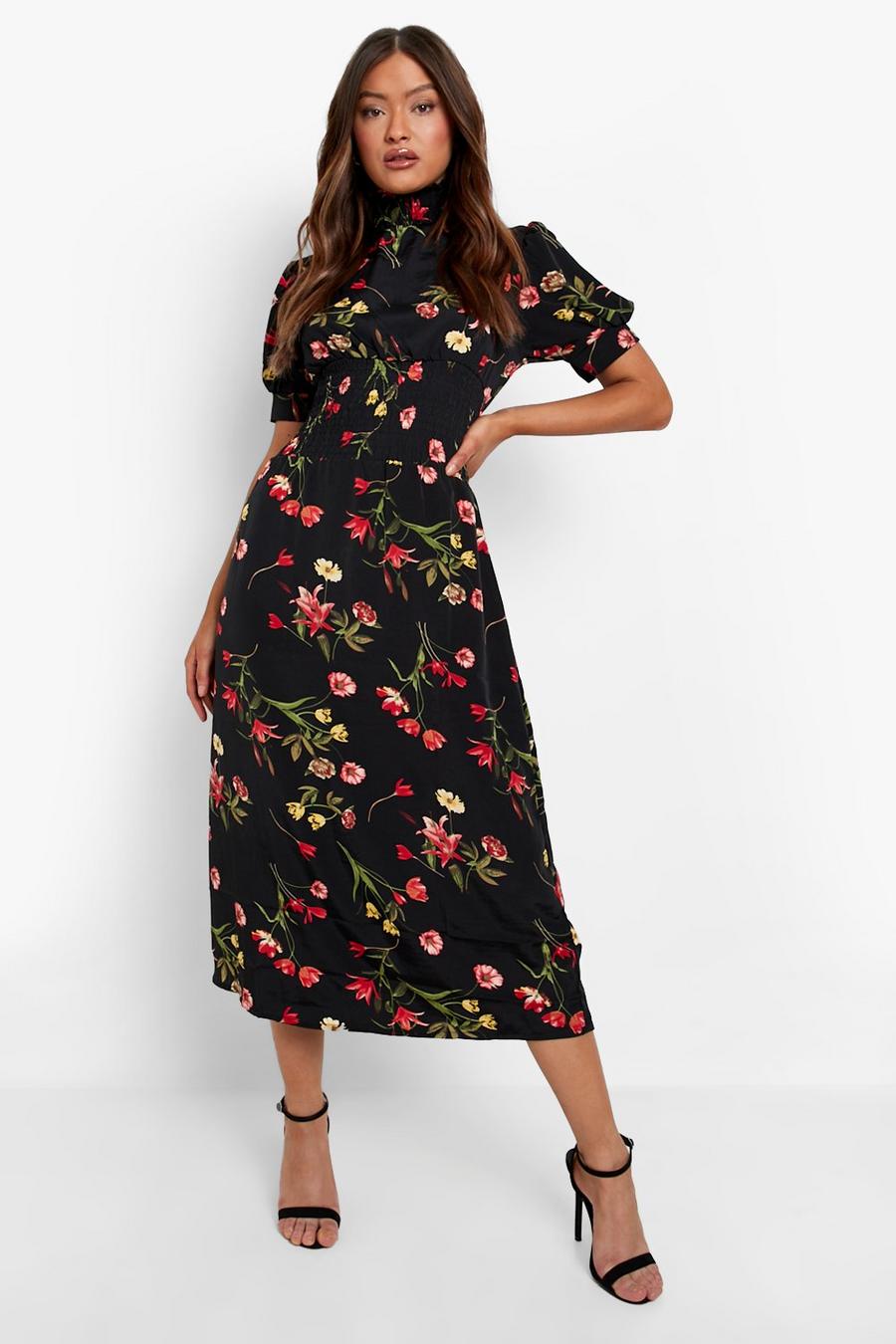 Halter Neck and Puff Sleeves Stylish Floral Dress Halter Neck and Puff Sleeves Stylish Floral Dress