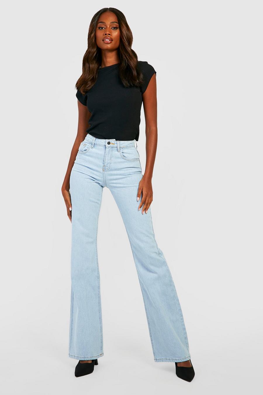Light blue High Waisted Straight Fit Ankle Grazer Jeans image number 1