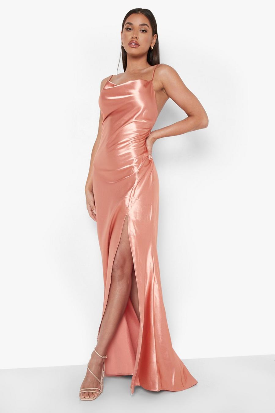 Rose Cowl Split Detail Slip Maxi Dress image number 1