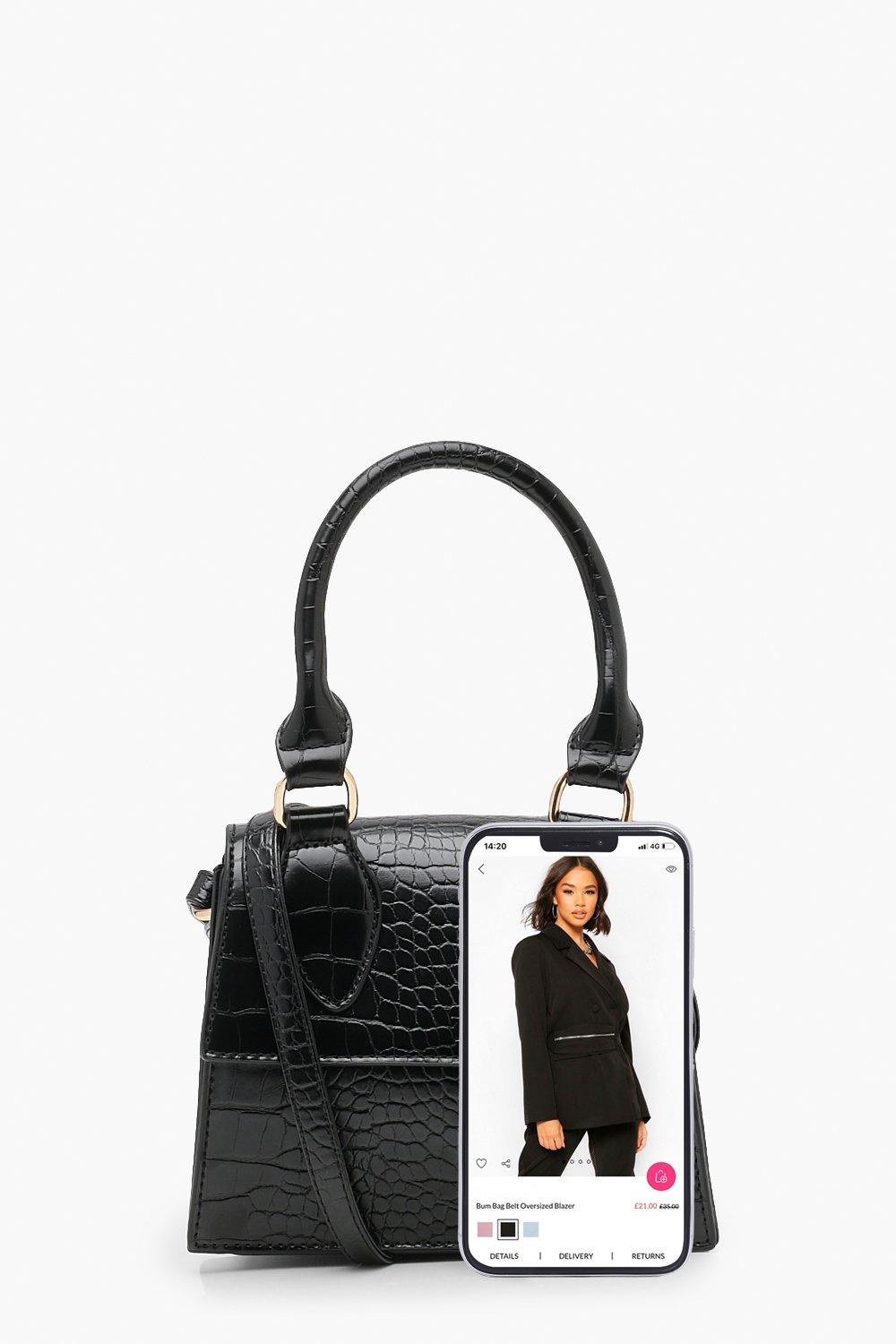 Mini black croc bag sale