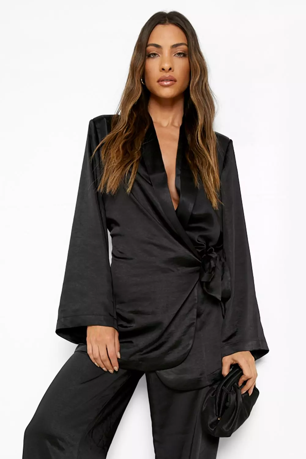 Satin on sale blazer set