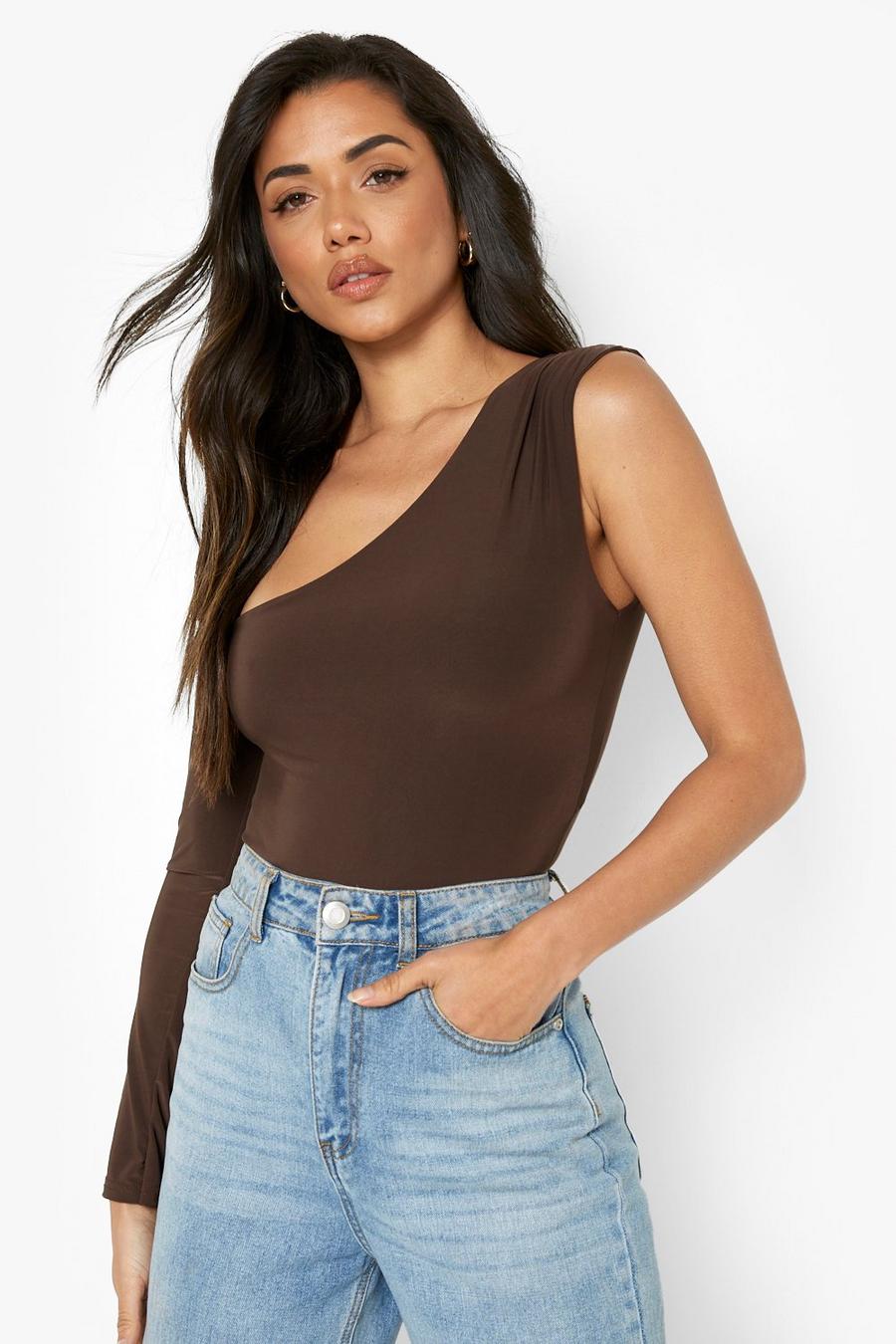 Chocolate Double Layer Cut Out Bodysuit image number 1