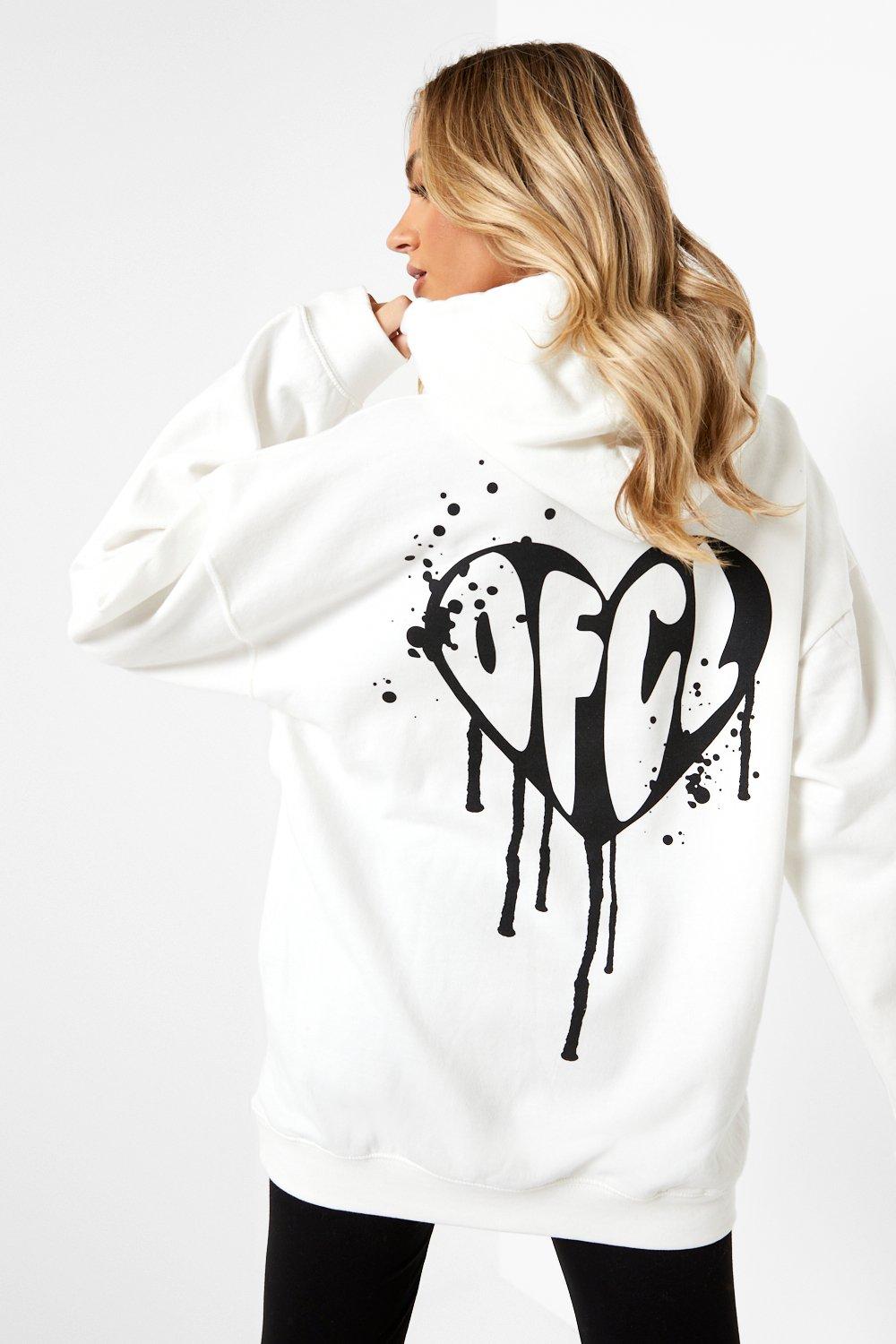 Grafitti Drip Heart Oversized Hoodie boohoo